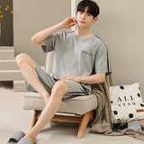 Men's Soft Short Sleeve 2 Casual Plus Size Pajamas Suit