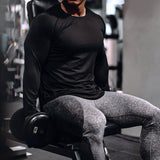 Back Vertical Letter Sports T-shirt Fitness Long Sleeve