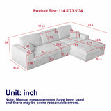 114.5'Modern Corduroy Modular foam Sofa, Recliner Seat reversible Sofa, 2-in-1 Sofa with Recliner and L-Shaped Sofa Combination with Three Cushion Neck Pillow Combination and Two Throw Pillows