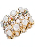 Inc Gold-Tone Stone and Crystal Cluster Stretch Bracelet