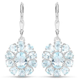14.02 Carat Genuine Blue Topaz and White Topaz .925 Sterling Silver 3 Piece Jewelry Set (Ring, Earrings, and Pendant w/ Chain)