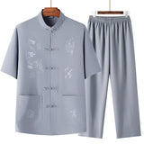 Traditional Chinese Knot Buttons Solid-color Design Trousers