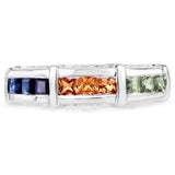 1.08 Carat Genuine Multi Sapphire .925 Sterling Silver Ring