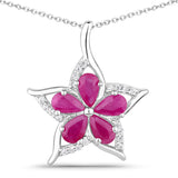 1.37 Carat Genuine Ruby and White Zircon .925 Sterling Silver Pendant