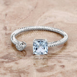 0.52 Carat Genuine Aquamarine and White Diamond 14K White Gold Ring