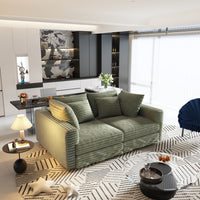 102.4 ' Plush Corduroy 4-Seat Sofa,Modern Comfy Upholstered Sofa Cloud Couch,Deep Seat Couches with Soft Pillows,Convertible Deep Seat Sofa Lounge Chair for Living Room Bedroom,Apartment,Office,Green