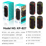 KP-827 Best-Selling Portable Outdoor Bluetooth Speaker High-Power Dual-Driver Stereo Subwoofer With Card Slot And Heavy Bass