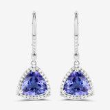 4.61 Carat Genuine Tanzanite and White Diamond 14K White Gold Earrings