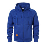Mens Loose-Fit Hoodie With Multiple Pockets And A Stand-Up Collar