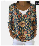 Womens Printed Knitted Sweater With Buttons Printed Cardigan