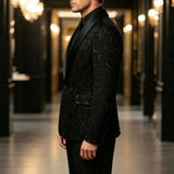 Mens Jacquard Formal Waistcoat Suit Three-piece Set