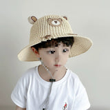 Bear Sun-proof Straw Hat Baby Travel Breathable Sun Hat