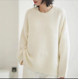 Womens Plus-Size Loose Crew-Neck Pullover Sweater