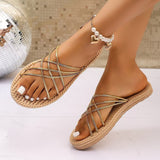 Women's Summer Flat Bottomed Non Slip Woven Flip Flops For Outdoor Wear