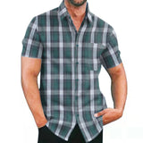 Casual Dyed-and-woven Plaid Mens Shirt