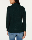 Style & Co Petite Envelope-Neck Tweed Sweater