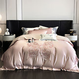 White Egyptian Cotton Butterfly Embroidery Bedding Set | 3CARATS