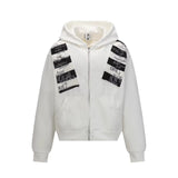 Letter-print Sporty Cardigan Hoodie For Men