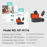 KP-M116 Wireless Lavalier Microphone In Stock New Model For Vlogs Livestreaming And Short-Form Video Recording Features Outdoor Use And Digital Display