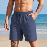 Mens Casual Loose Linen Beach Shorts