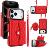 Phone Case Protective Leather Cover Crossbody Shoulder Strap Quilted Chanel-style
