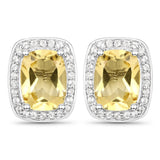 2.81 Carat Genuine Citrine and White Topaz .925 Sterling Silver Earrings