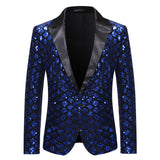 Stage Banquet Host Party Diamond-Shaped Sequin Suit Tuxedo Coat