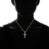 Diamond Cut Cross Necklace in Solid 10K Yellow Gold