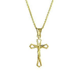 Diamond Cut Cross Necklace in Solid 10K Yellow Gold