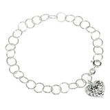 Diamond Cut Heart Charm Bracelet