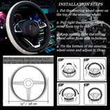 Diamond Leather Steering Wheel Cover with Bling Bling Crystal Rhinestones