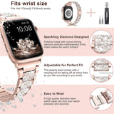 Diamond Rhinestone Stainless Steel Metal Wristband Strap