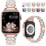 Diamond Rhinestone Stainless Steel Metal Wristband Strap
