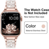Diamond Rhinestone Stainless Steel Metal Wristband Strap