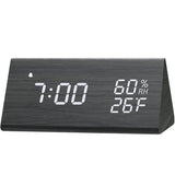 Digital Alarm Clock with Wooden Electronic LED Time Display