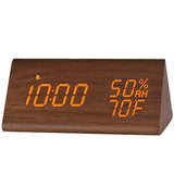Digital Alarm Clock with Wooden Electronic LED Time Display