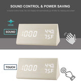 Digital Alarm Clock with Wooden Electronic LED Time Display