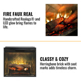 Dimplex Revillusion Herringbone Brick Built-In Electric Firebox With Front Glass [RBF30/36/42] (SAK12893)
