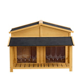 Dog House, Waterproof Dog Cage Kennel, Wooden Outdoor and Indoor Dog House, Raised Pet Kennel for Medium Dogs, Log Cabin Style with Porch,Elevated Floor,Asphalt Roof, 2 Doors