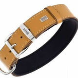Doggie Comfort Leather Dog Collar Camel Adjustable 60 cm