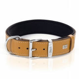 Doggie Comfort Leather Dog Collar Camel for Large Breeds 65 cm
