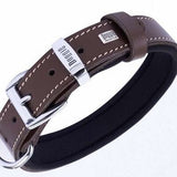 Doggie Comfort Leather Dog Collar Brown Durable Design 37-45cm