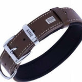 Doggie Comfort Leather Dog Collar Brown Durable Fit 55 cm