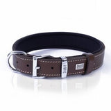 Doggie Comfort Leather Dog Collar Brown Adjustable 42-50cm