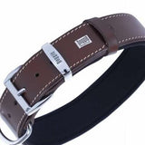 Doggie Comfort Leather Dog Collar Brown Adjustable 4x55cm
