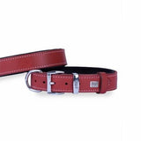 Doggie Comfort Leather Dog Collar Red Adjustable 2.5x45 cm