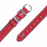 Doggie Comfort Red Leather Dog Collar for Medium Breeds 50cm