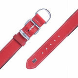 Doggie Comfort Red Leather Dog Collar Adjustable 60 cm