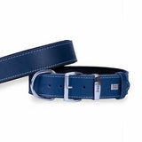 Doggie Royal Blue Comfort Leather Dog Collar 47-55cm