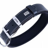 Doggie Comfort Leather Dog Collar Adjustable Black 3.5x60 cm